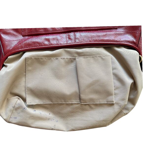 COACH Ergo F12886 Cherry Red Patent Leather Hobo Shoulder Handbag Y2K - Picture 6 of 10